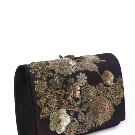 Mix media black clutch