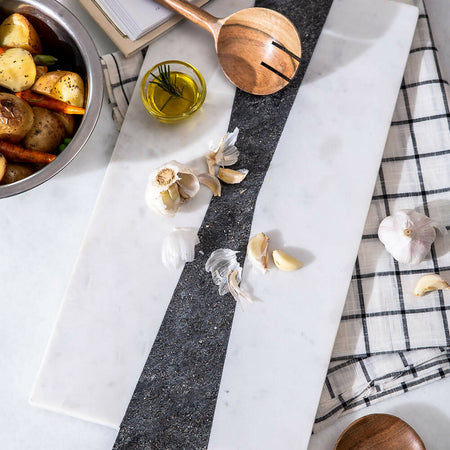 Cheese Board Butterfly Joint White & Grey Marble