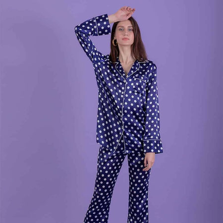 Navy Retro Polka Dot Pajama Set