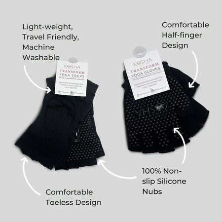 Black Yoga Gloves & Socks Set