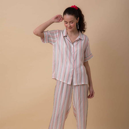 Pink Stripe Capri Set