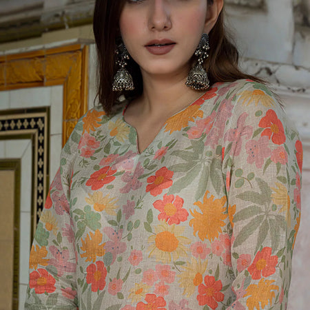 GARDEN OF DREAMS LINEN KURTA