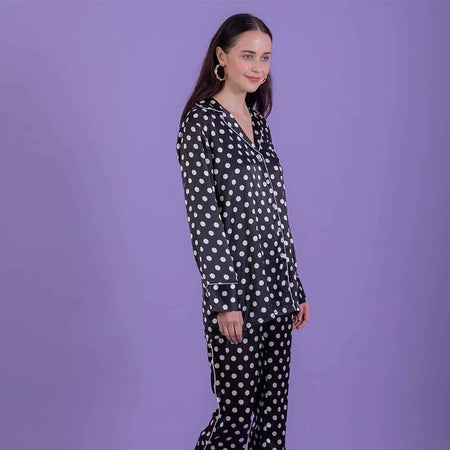 Black Retro Polka Dot Pajama Set