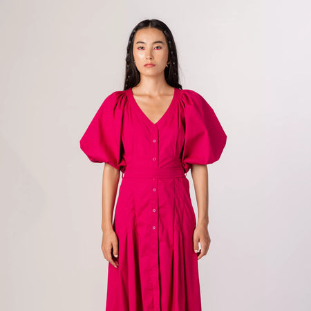 Ruby Pink Pleated Dress