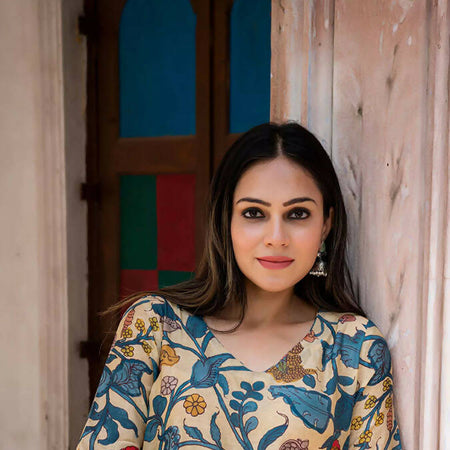 NAISHA KALAMKARI KURTA SET OFF WHITE