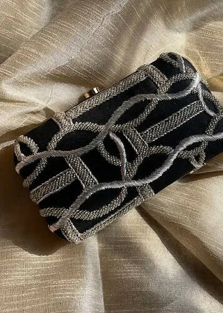 INDO-ZARDOZI BLACK CLUTCH