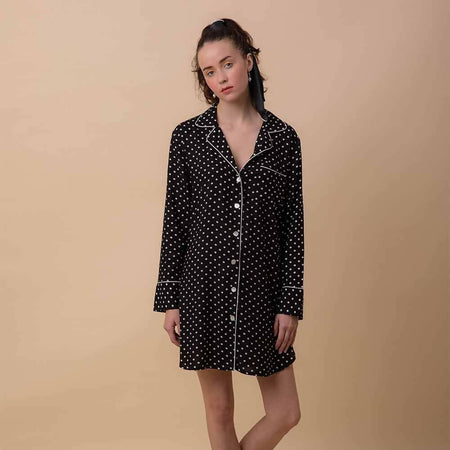 Black Retro Polka Sleepshirt