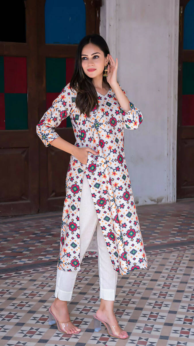 Sabaa Patola Print Chanderi Silk Kurta