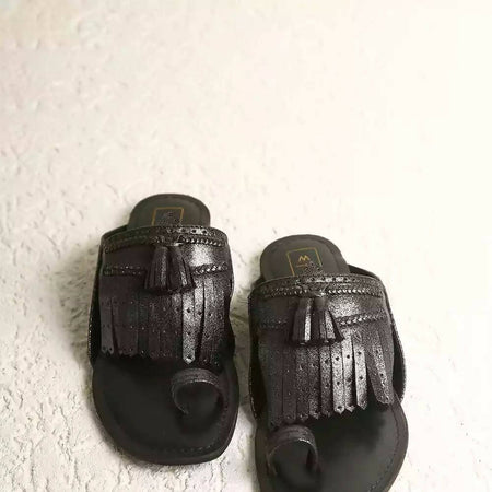 Lady Suzy Shimmer Black Sandals