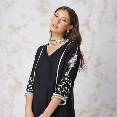 Aline Kurta With Sequined Dupatta