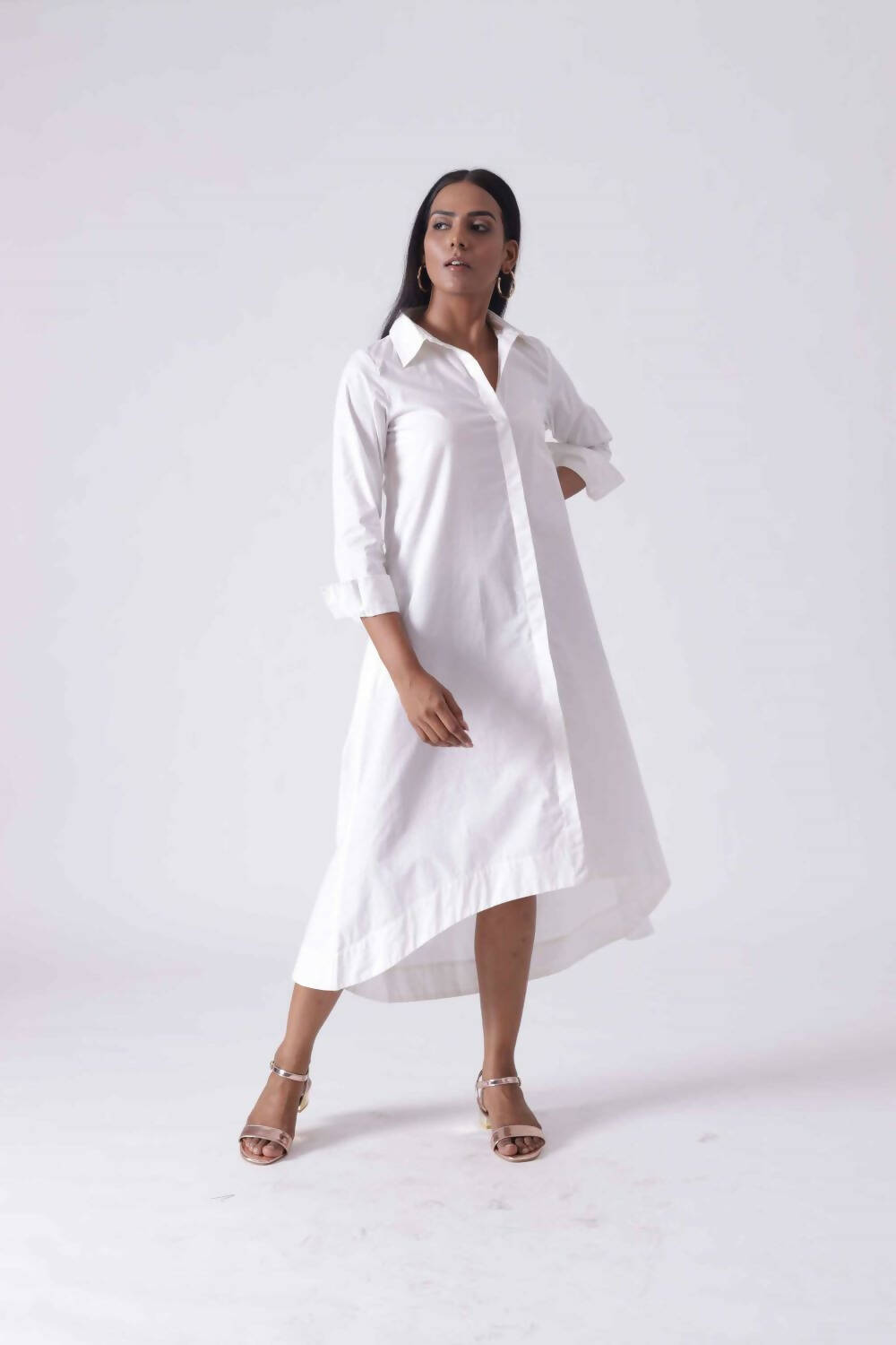 White high low shirt dress sales