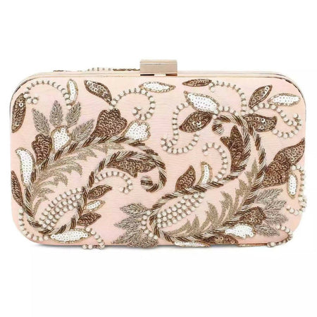 Peach double paisley clutch