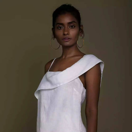 The Wandering Wave One-Shoulder White Shirt