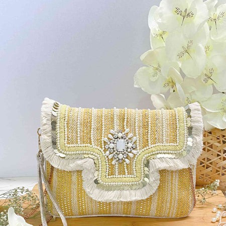 Pearl embellished purse