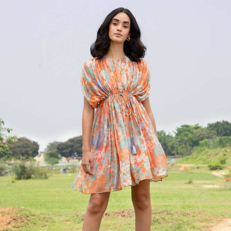 Orange Daisy Short Kaftan