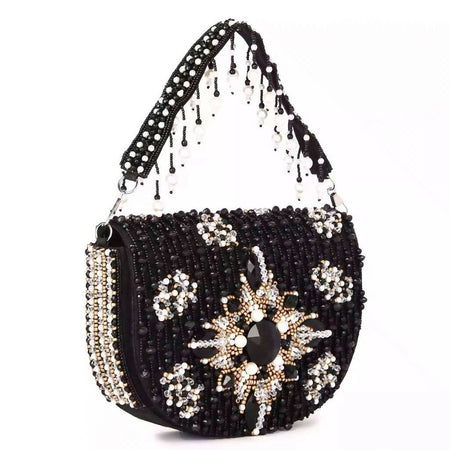 Black D shaped clutch