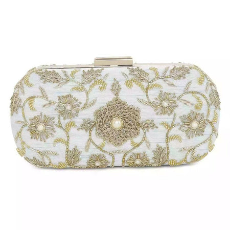 Ice blue flower clutch