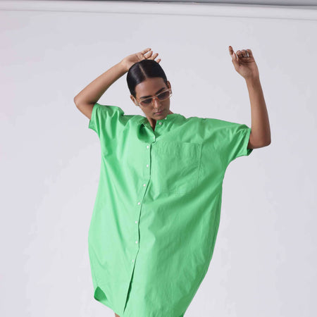 Malibu Apple Green Balloon Shirtdress