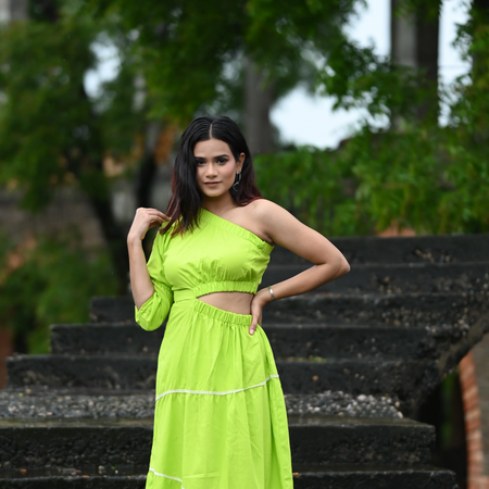 LIME ONE SHOULDER MAXI DRESS