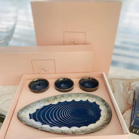 Oval Platter Gift Set - Blue