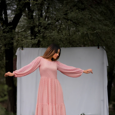 Rose pink princy tier dress