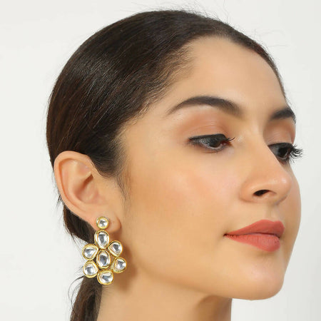 Kundan inspired floral shaped earrings