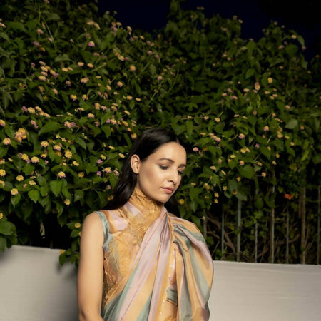 Yellow Multistripes Saree