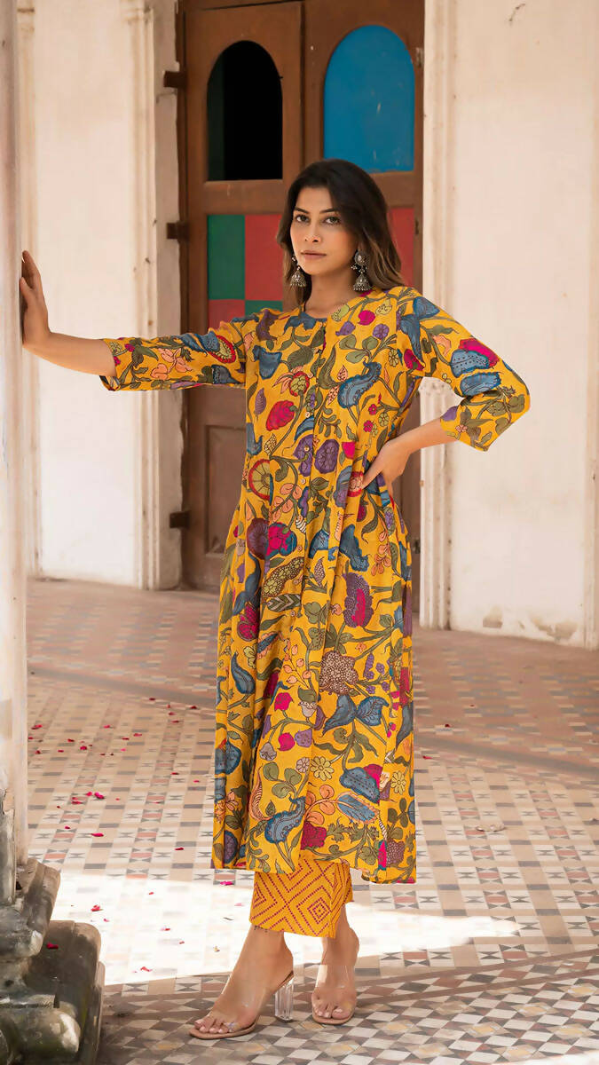 Aisha Kalamkari Kurta Mustard Yellow