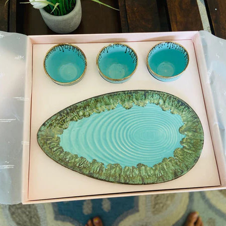 Oval Platter Gift Set - Green