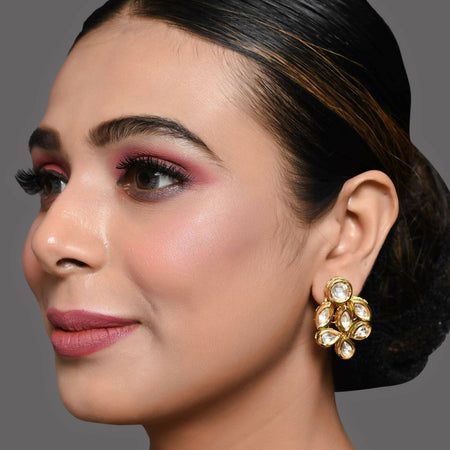 Gold Tone Handcrafted Kundan Earrings