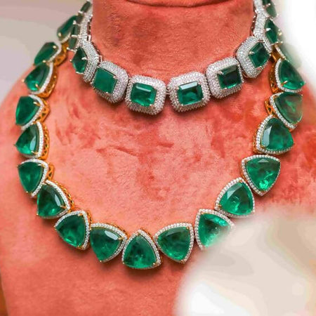 Gold plated emerald necklace