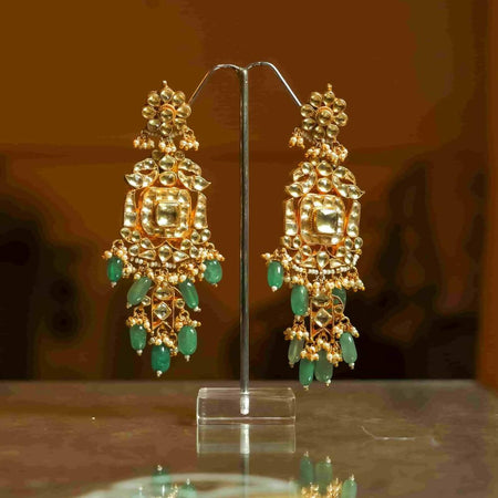 Polki emerald earrings