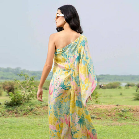 Yellow Palo One Shoulder Kaftan