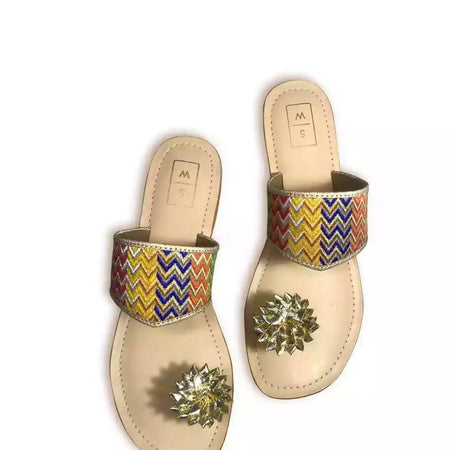 Malika Multi coloured Gota Chappal