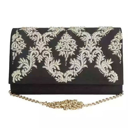 Black zardosi clutch