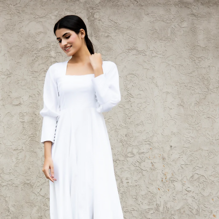 WHITE SEMI- FORMAL DRESS