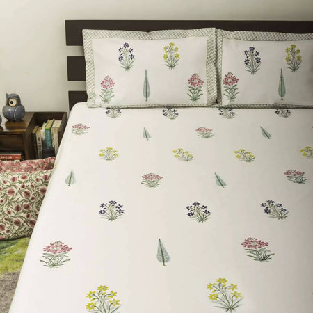 Cypress Printed Bedsheet with Reversible Pillow Set