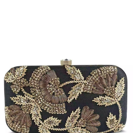 Black is black zardosi clutch