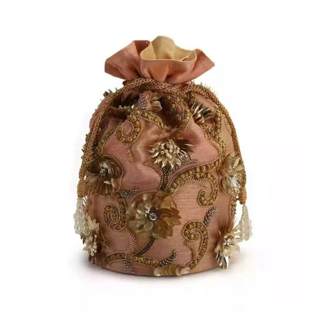 Coral floral potli bag