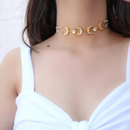 Crescent Moon Kundan Choker Necklace