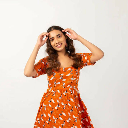 Tangerine Koi Day Dress