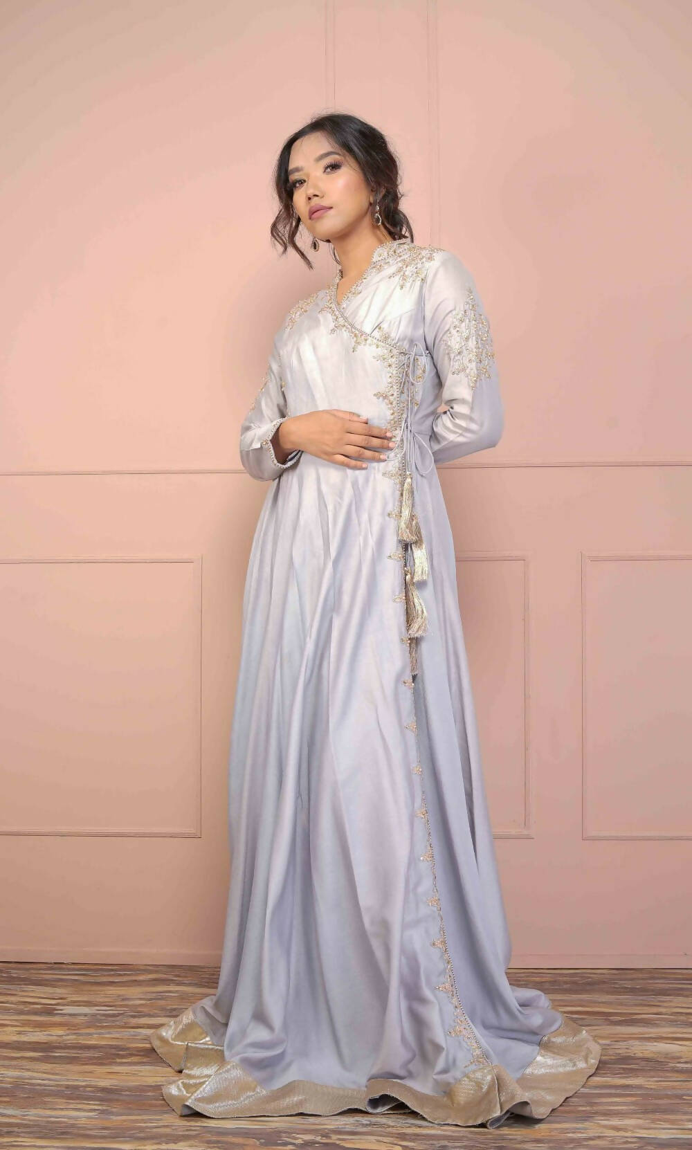 Grey Embroidered Angrakha