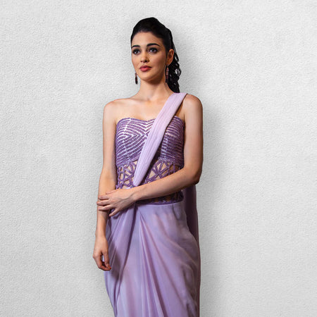 Purple Draped Saree