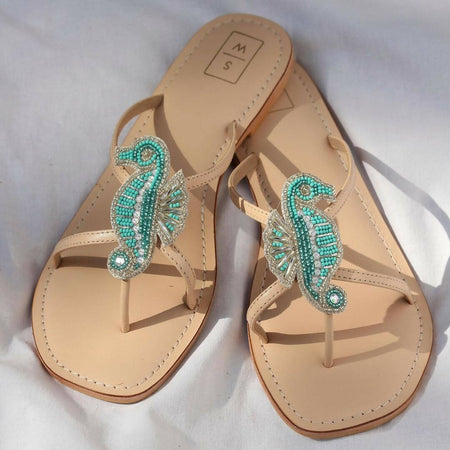 Larry Aqua Seahorse Sandals