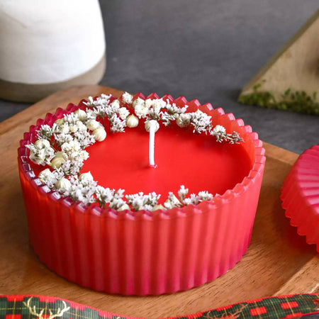 Red Dried Flower Christmas Candle 1