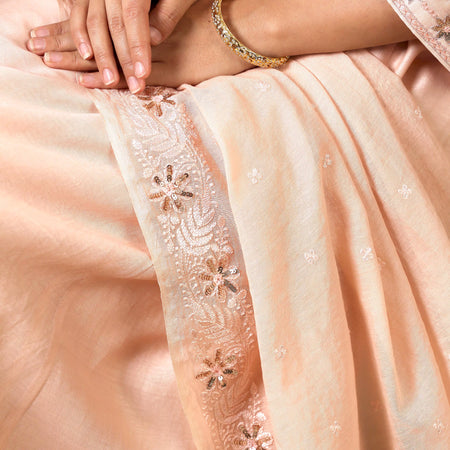 Peach Malhaar Chanderi Silk Ensemble Set of 3