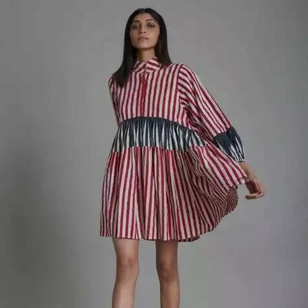 Uno Stripe Dress Red with Black