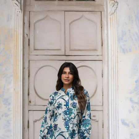 NEELA FLORAL KAFTAN IN SOFT SILK