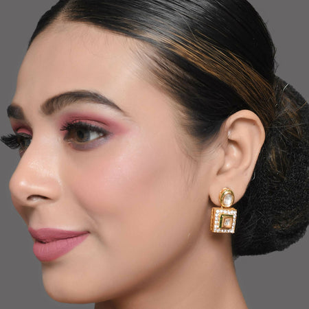 Gold Tone Kundan Earrings