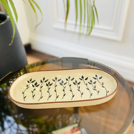 Ivory with Black Flower - Platter